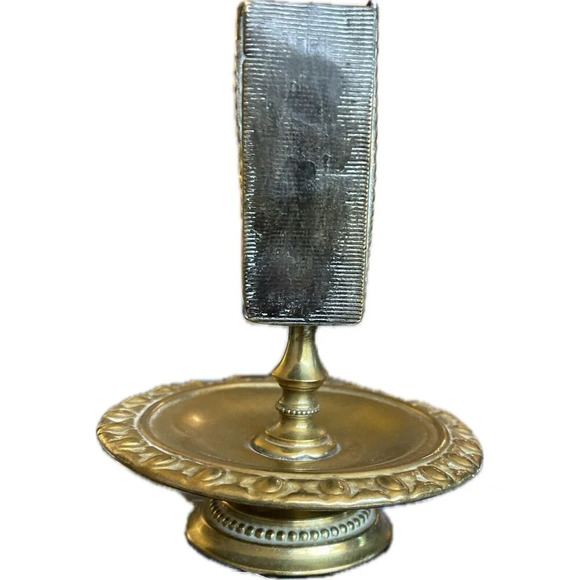 Antique C. 1900s Ornate Lion Gilt Bronze Smoking Ashtray Match Box Holder Patina - Picture 6 of 9